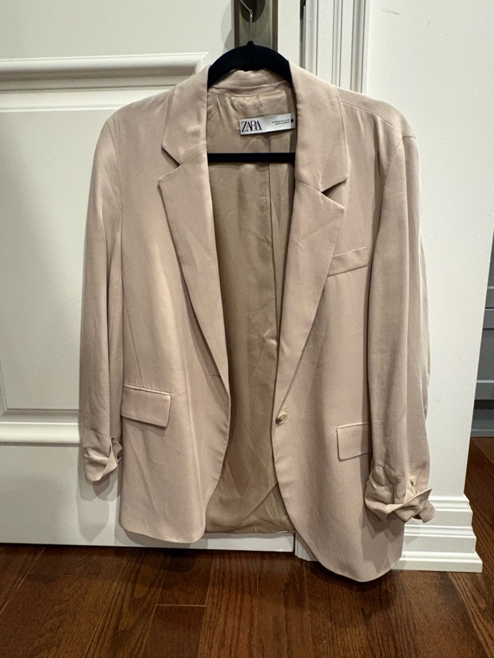 ZARA Blush Beige Relaxed Blazer – Size XS